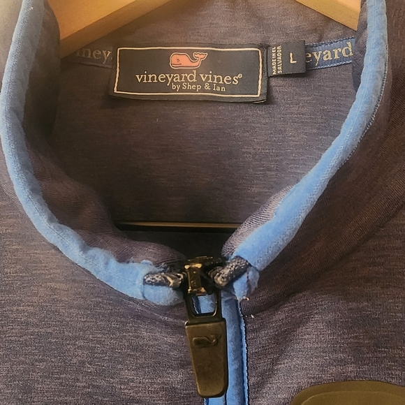 Vineyard Vines Blue Full Zip Front Pocket Stretch Vest Mens Large - Picture 3 of 9